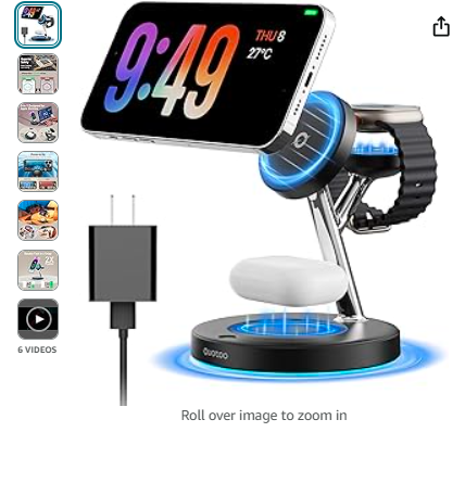 Read more about the article 2024 3 in 1 Charging Station Compatible with Magsafe Charger Wireless Charger Stand for iPhone 16 15 14 13 12 Series Wireless Charging Station for AirPods Wireless Charging Stand for iWatch Series