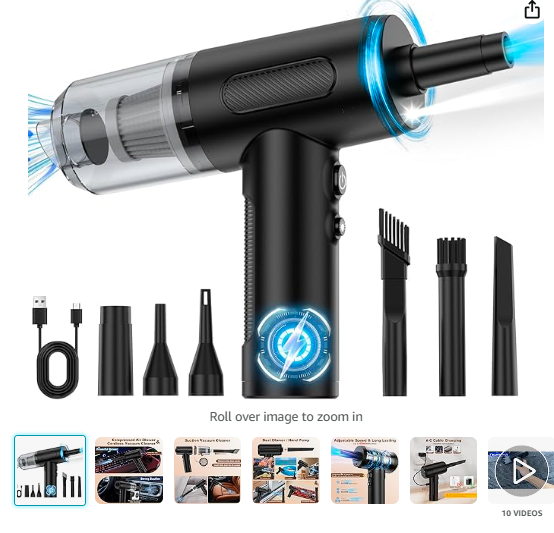 Read more about the article 3 in 1 Compressed Air Duster& Mini Vacuum Cleaner& Hand Pump, 3-Gear Adjustable 100,000RPM Handheld Electric Air Duster Cordless, Portable Air Blower with LED Light for Car, PC, Keyboard, Carpet