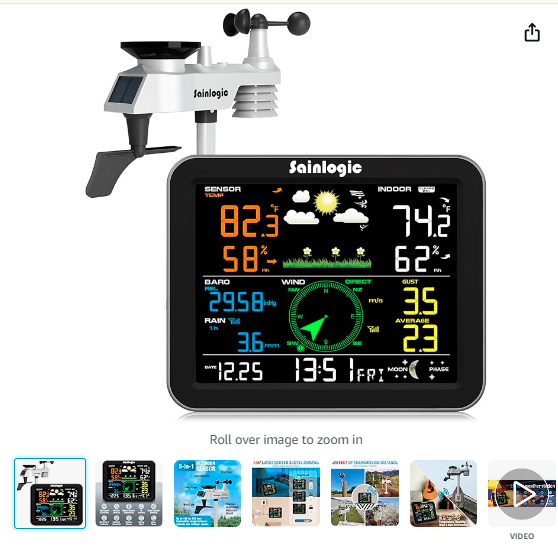 Read more about the article Sainlogic Weather Station Wireless Indoor Outdoor, Weather Station with Rain Gauge and Wind Speed/Direction, Temperature, Humidity, Air Pressure, Weather Forecast, Moon Phase, and Alarm