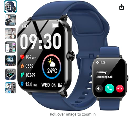 Read more about the article Smart Watch, 1.85″ HD Smartwatch for Men Women(Answer/Make Calls), Fitness Watch with 120+ Sport Modes, IP68 Waterproof, Heart Rate/Sleep Monitor, Activity Trackers for iOS/Android (Blue)