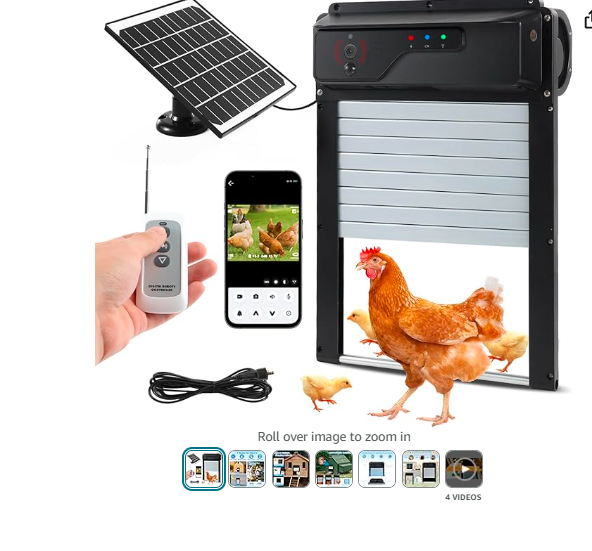 Read more about the article Automatic Chicken Coop Door Solar Powered & USB Charging, Battery Operated, HD1080P Camera, Auto Chicken Door Opener with Timer, Remote & APP Control, Anti-Pinch, Alarm Drive 4 Modes (Roll-up Door)