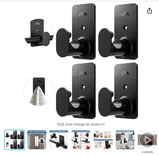 Read more about the article No Drill Curtain Rod Brackets for Poles 5/8″ Upgrade 3M Adhesive Renter Friendly Nail Free Curtain Rod Hooks No Drilling Curtain Rod Holders Self Adhesive Curtain Rod Hooks Up to 25 lb (4Pcs Black)