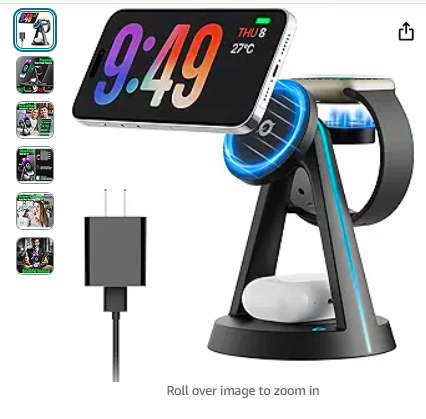 Read more about the article Wireless Charger, Mag-Safe 3in1 Charging Station Stand for iPhone, Supports Multiple Devices iPhone16 15 14 Pro Max 13 12 11- Watch10 9 8 7 6 5 4 3 2 Se – Airpods 3 2 Pro