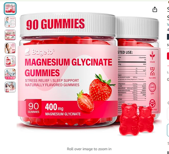 Read more about the article Magnesium Glycinate Gummies 400mg for Adults & Kids,90 Sugar Free Magnesium Gummies with 200mg Magnesium L-Threonate,Ashwagandha (90 Count, Strawberry)