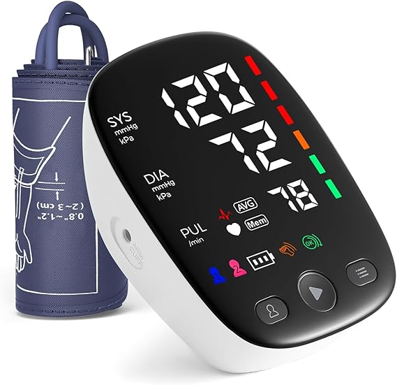 Read more about the article Blood Pressure Monitor, Automatic Upper Arm Blood Pressure Monitors for Home Use with Large Blood Pressure Cuff LED Backlight Display Heart Rate Detection 2×120 Records,Cuff 22-42cm