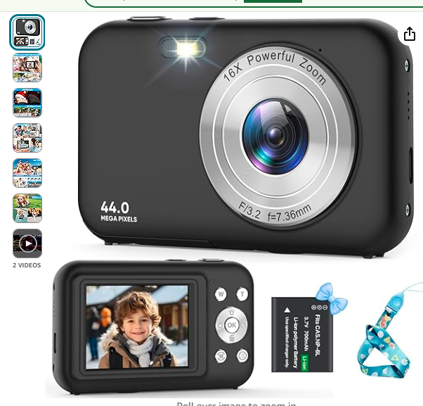 Read more about the article Digital Camera, FHD 1080P 44MP Kids Camera, Portable Compact Digital Camera with 16X Digital Zoom, New Models Rechargeable Camera for Kids Teenagers Beginners Adults Boy Girl (Black)