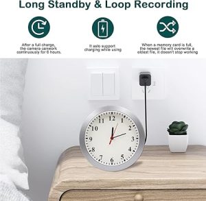 Hidden Camera Clock, 1080P HD Security Spy Camera with Motion Detection Loop Recording, Indoor Mini Camera Wall Clock for Home Office Nanny