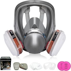 Full Face Respirator Mask with Filters, 17 in1 6800 Reusable Respirator Paint Shield Cover Mask, Ideal for Painting Spray, Epoxy Resin, Car Spraying, Dust, Polishing, Welding, Sanding