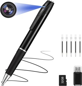 FINSUI Mini Camera 32GB 1080P Surveillance Camera Portable Small Surveillance Camera Pen Camera for Home Office Business Meeting with 5 Ink Fills