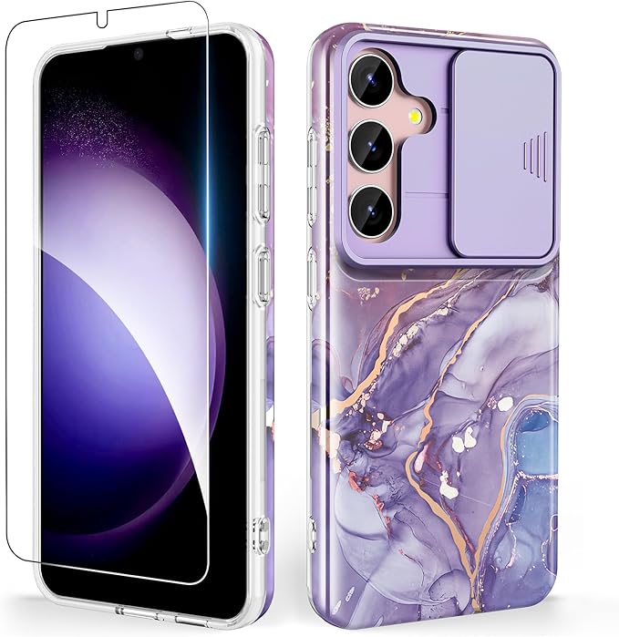 Read more about the article Designed for Samsung Galaxy S24 Plus Case, with Slide Camera Cover & Screen Protector, Fade-Proof Chic Pattern Back, Shockproof Protective, Slim Thin Phone Case for S24 Plus, River Purple